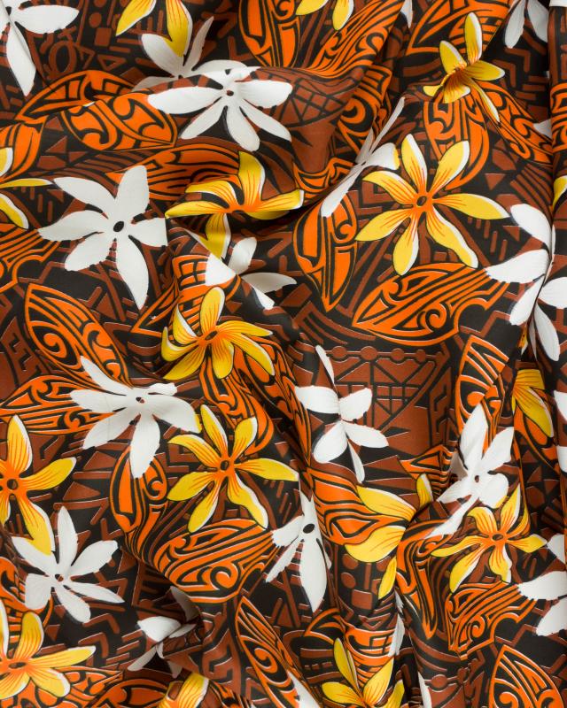 Polynesian fabric TIARE Brown - Tissushop